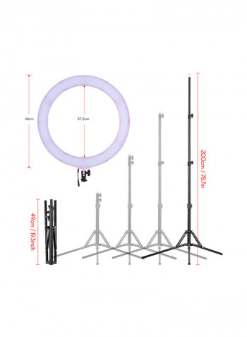 Digital Ring Video Light With Light Stand 19inch Pink
