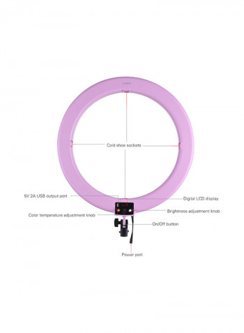 Digital Ring Video Light With Light Stand 19inch Pink