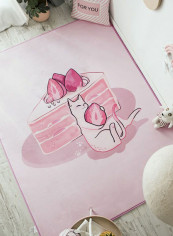 Living Room Rectangle Floor Mat Pink 150x190centimeter