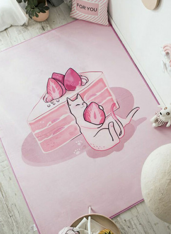 Living Room Rectangle Floor Mat Pink 150x190centimeter