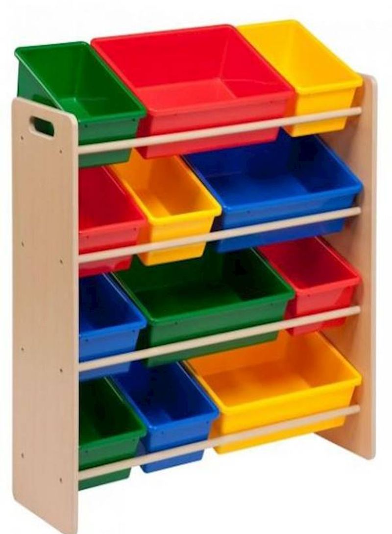 Honey-Can-Do SRT-01602 Wooden Kids Toy Organizer and Storage Bins Multi Color