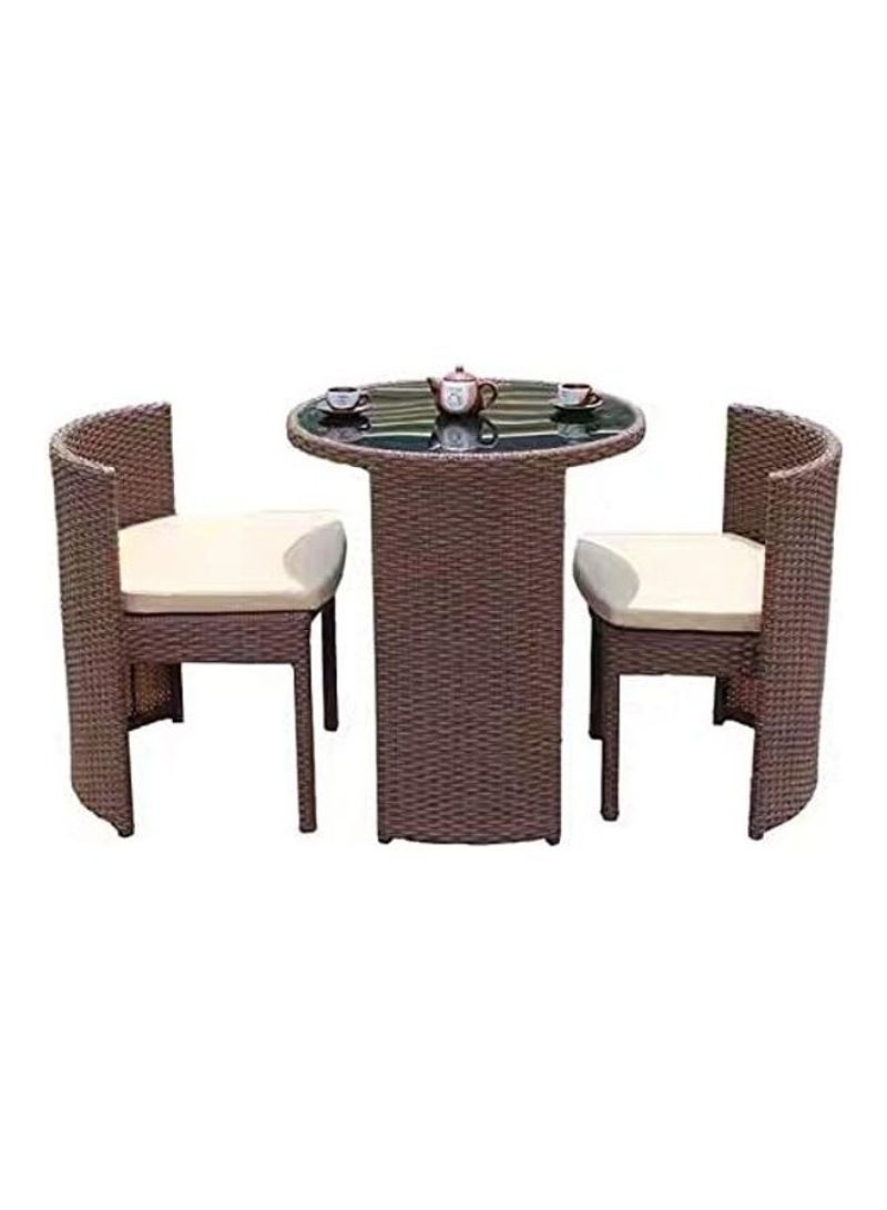 3-Piece ChairAnd Table Set Brown/Beige