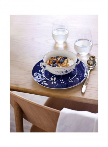 6-Piece Old Luxembourg Brindille Printed Porcelain Breakfast Plate Blue/White 22centimeter