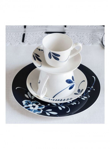 6-Piece Old Luxembourg Brindille Printed Porcelain Breakfast Plate Blue/White 22centimeter