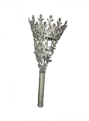 Metal Fancy Flower Holder Silver 44x20centimeter