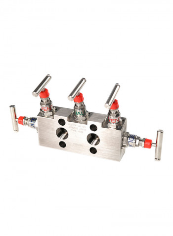 Stainless Steel 5-Way Manifold Valve Silver/Red 0.5inch