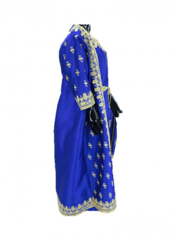 Al Darzy Long Sleeve Jalabiya Dress Blue/Gold