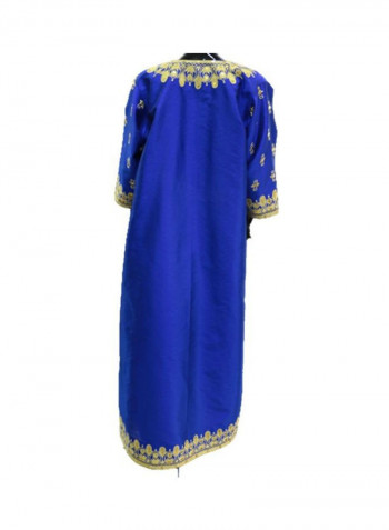 Al Darzy Long Sleeve Jalabiya Dress Blue/Gold