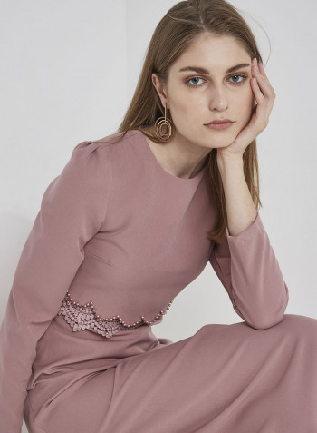 Long Sleeve Maxi Dress Old Rose