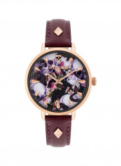 Women's Leather Analog Wrist Watch P 16034MSR-02A