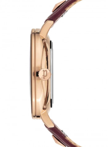 Women's Leather Analog Wrist Watch P 16034MSR-02A