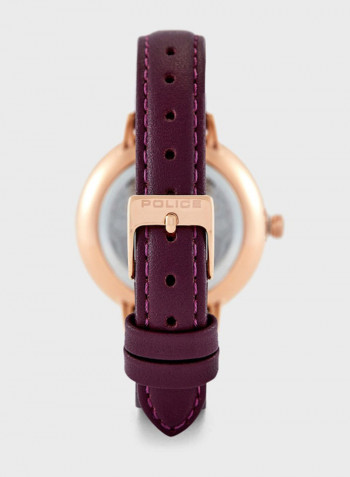 Women's Leather Analog Wrist Watch P 16034MSR-02A
