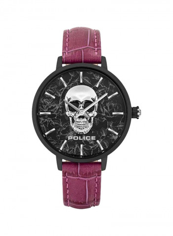 Women's Leather Analog Wrist Watch P 16032MSB-02