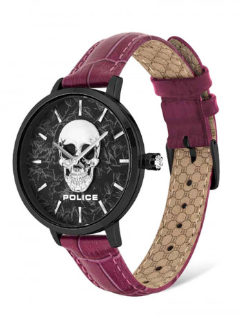 Women's Leather Analog Wrist Watch P 16032MSB-02