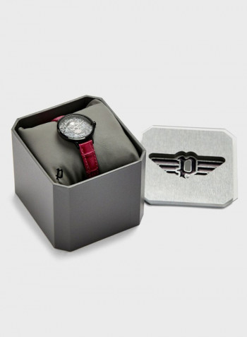 Women's Leather Analog Wrist Watch P 16032MSB-02