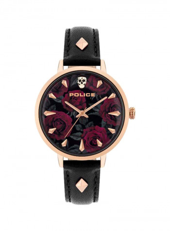 Women's Leather Analog Wrist Watch P 16034MSR-02