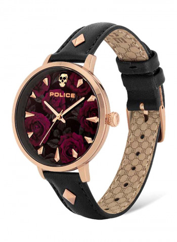 Women's Leather Analog Wrist Watch P 16034MSR-02