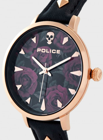 Women's Leather Analog Wrist Watch P 16034MSR-02