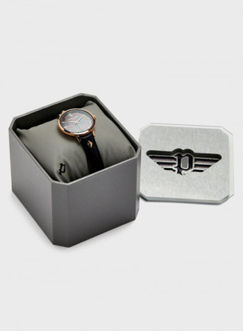 Women's Leather Analog Wrist Watch P 16034MSR-02