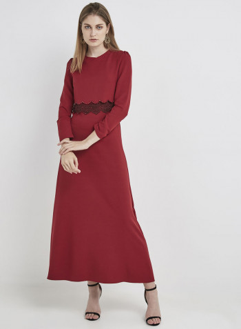 Long Sleeve Maxi Dress Maroon