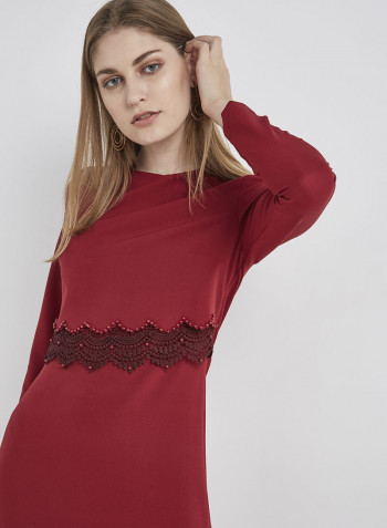 Long Sleeve Maxi Dress Maroon