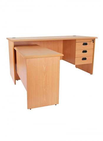 Office Desk With Fixed Drawers Beige 160x75x74centimeter