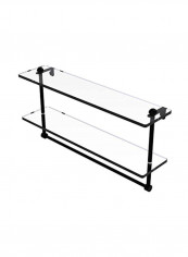 Two Tiered Integrated Towel Bar Glass Shelf Clear/Black 22inch