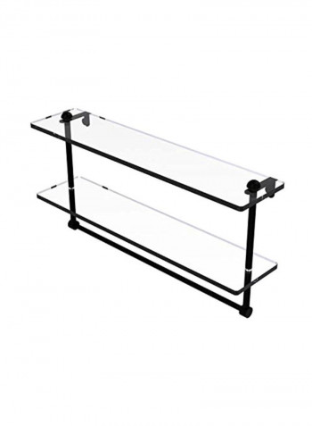 Two Tiered Integrated Towel Bar Glass Shelf Clear/Black 22inch
