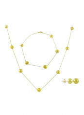 4-Piece 18 Karat Gold Pearl Studded Jewellery Set