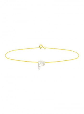 18 Karat Gold P Letter Mother Of Pearl Jewellery Set