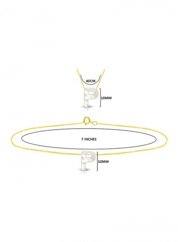 18 Karat Gold P Letter Mother Of Pearl Jewellery Set