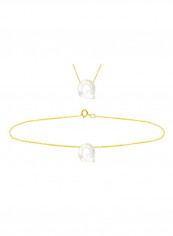 18 Karat Gold Q Letter Mother Of Pearl Jewellery Set