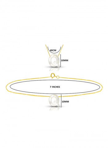 18 Karat Gold Q Letter Mother Of Pearl Jewellery Set