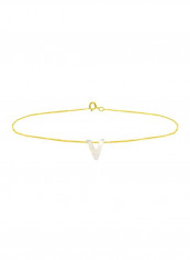 18 Karat Gold V Letter Mother Of Pearl Jewellery Set