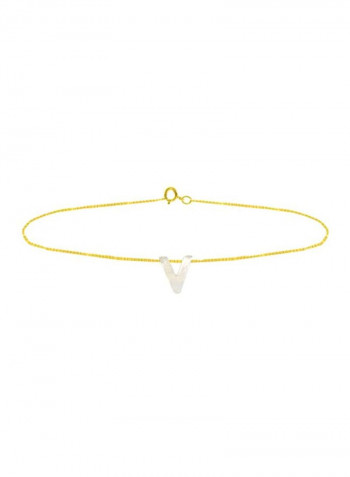 18 Karat Gold V Letter Mother Of Pearl Jewellery Set