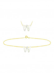 18 Karat Gold W Letter Mother Of Pearl Jewellery Set
