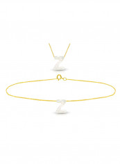 18 Karat Gold Z Letter Mother Of Pearl Jewellery Set