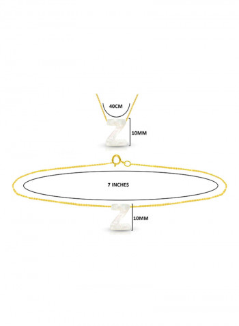 18 Karat Gold Z Letter Mother Of Pearl Jewellery Set