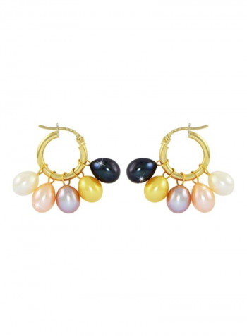 18K Gold Twisted Hoop Interchangeable Pearl Earrings