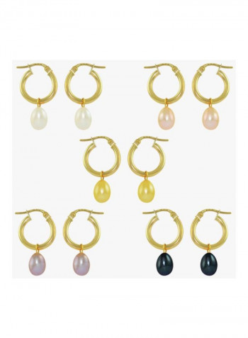 18K Gold Twisted Hoop Interchangeable Pearl Earrings