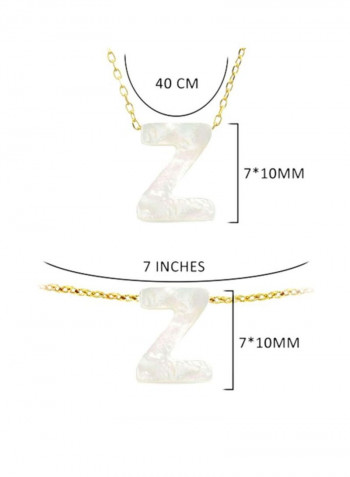 18 Karat Gold Z Letter Mother Of Pearl Jewellery Set
