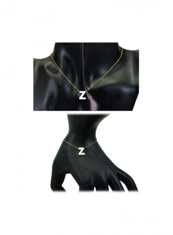 18 Karat Gold Z Letter Mother Of Pearl Jewellery Set
