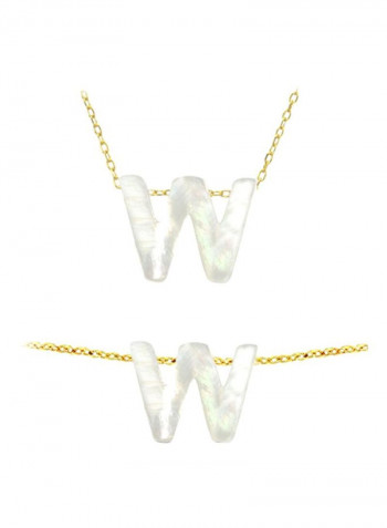 18K Gold W Letter Mother Of Pearl Jewelry Set