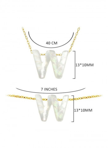 18K Gold W Letter Mother Of Pearl Jewelry Set