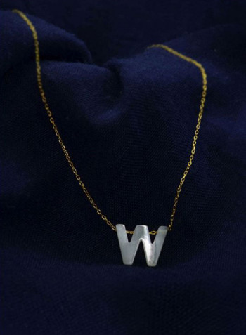 18K Gold W Letter Mother Of Pearl Jewelry Set