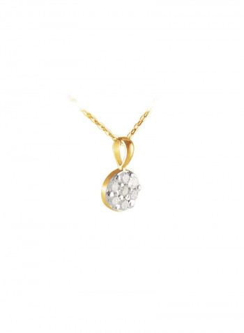 18K Solid And Yellow Gold 0.07Cts Genuine Diamonds Solitaire Necklace