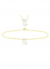 18 Karat Gold E Letter Mother Of Pearl Jewellery Set