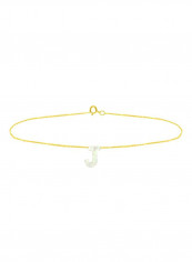 18 Karat Gold J Letter Mother Of Pearl Necklace