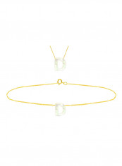 18K Gold D Letter Mother Of Pearl Necklace With Bracelet