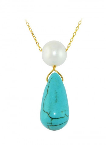 18 Karat Gold Pearl And Turquoise Studded Necklace